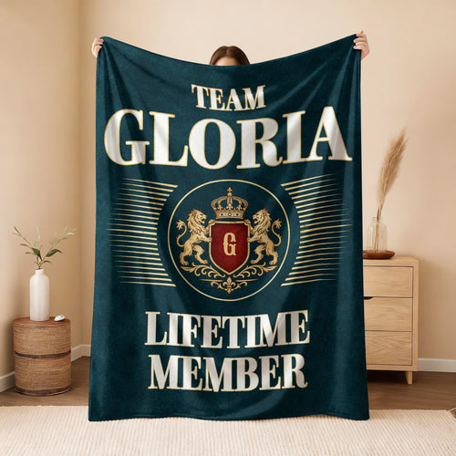 Team Your Name Lifetime Member Sage Green Fleece Blanket GLORIA 13K1 BK42