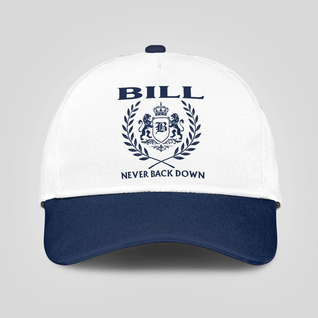 Never Back Down Blue And White Cap BILL 13K1 C59PF
