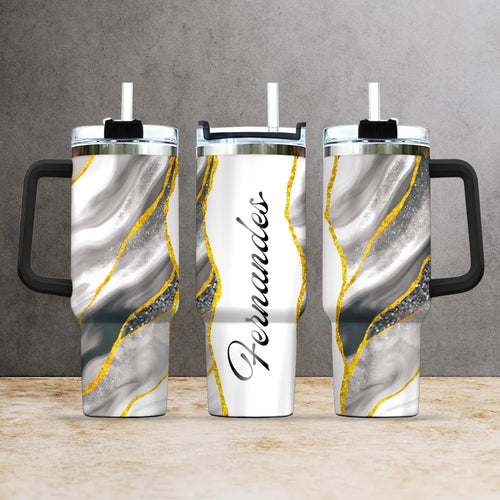 FERNANDES 40oz Personalized Tumbler Cup with Straw | Custom Stainless Steel Mug 13K1-TB1