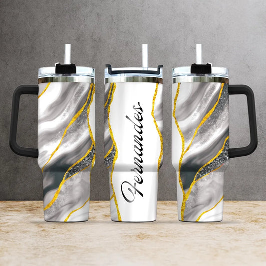 FERNANDES 40oz Personalized Tumbler Cup with Straw | Custom Stainless Steel Mug 13K1-TB1