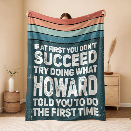 If At First You Don’t Succeed Retro Green Fleece Blanket HOWARD 13K1 BK29