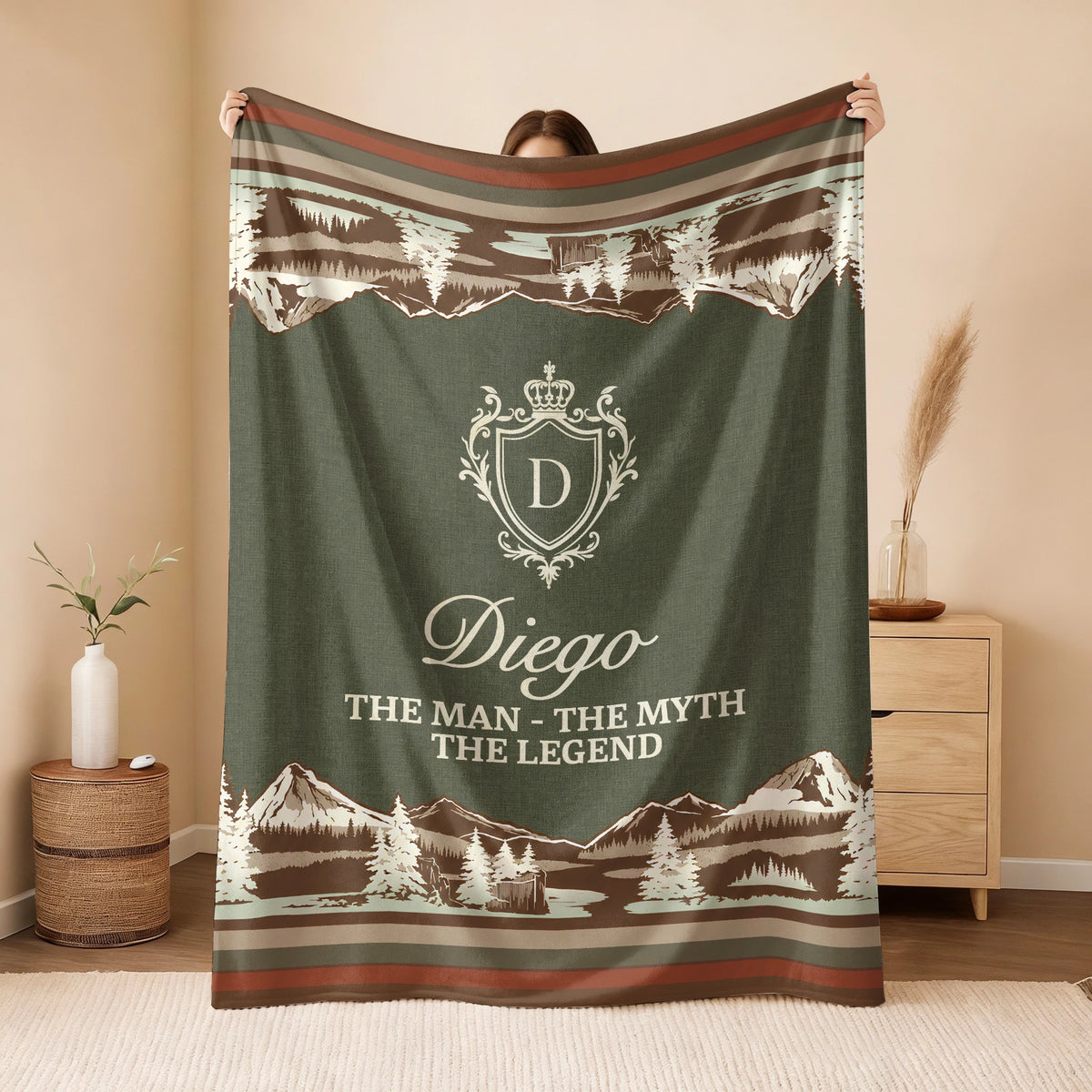The Man The Myth The Legend Deer In Forest Brown Fleece Blanket DIEGO 13K1 BK10