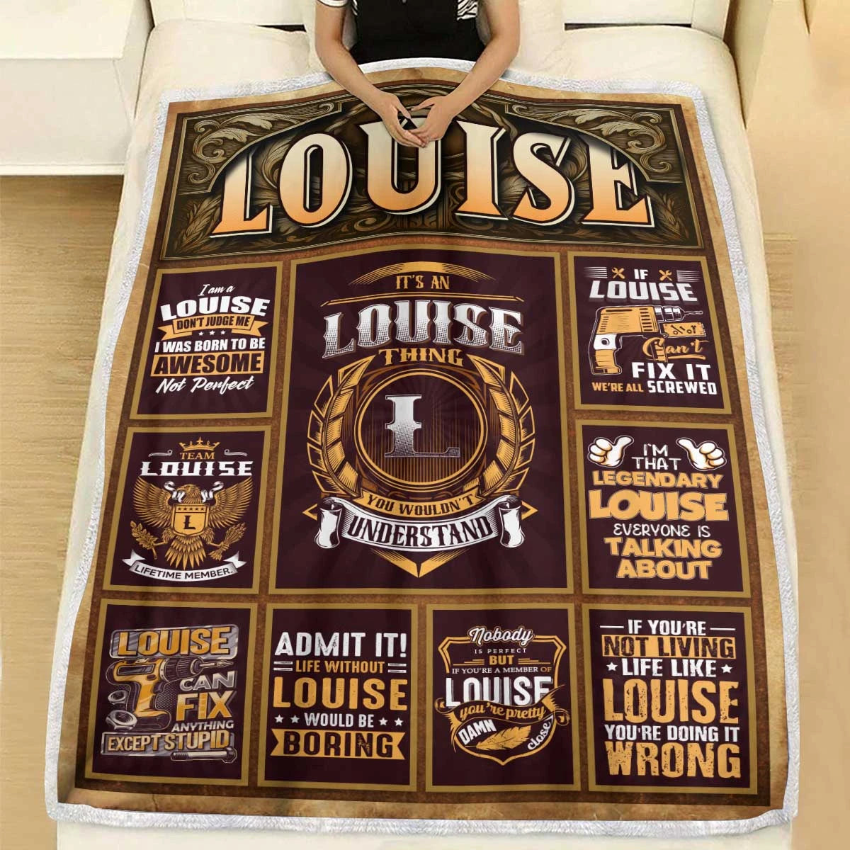 LOUISE Personalized Blanket | Custom Name Cozy Throw Gift 13K1-BK4