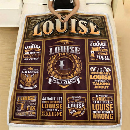 LOUISE Personalized Blanket | Custom Name Cozy Throw Gift 13K1-BK4