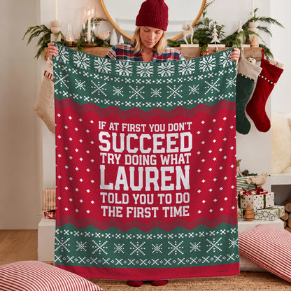 If At First You Don’t Succeed Red Green Christmas Fleece Blanket LAUREN 13K1 BK28