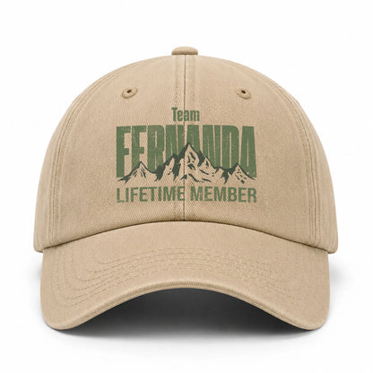 Team Your Name Lifetime Member Mountain Cap FERNANDA 13K1 C58PF