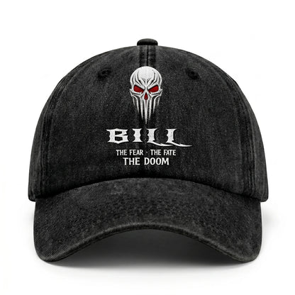 Your Name The Fear The Fate The Doom Skull Washed Cap BILL 13K1 C98PF