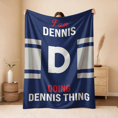 I'm Name Doing Name Things Navy Fleece Blanket DENNIS 13K1 BK51