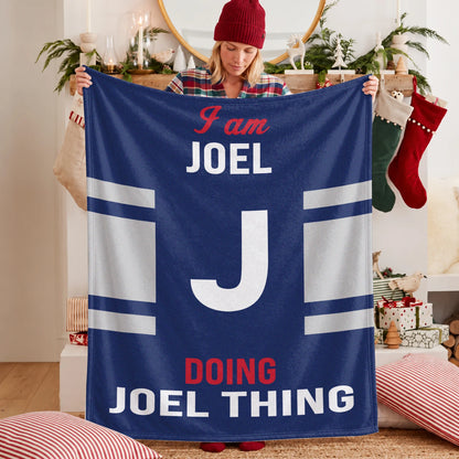 I'm Name Doing Name Things Navy Fleece Blanket JOEL 13K1 BK51