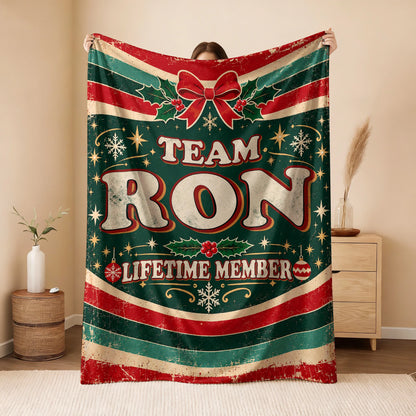 Team Your Name Lifetime Member Christmas Fleece Blanket RON 13K1 BK52