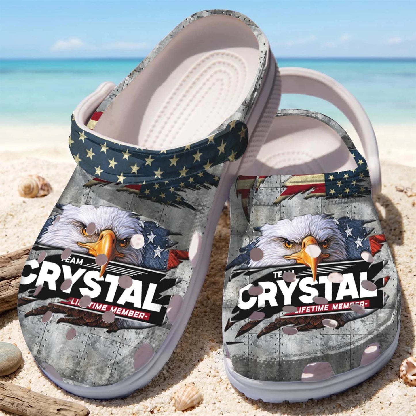 CRYSTAL 13K1-CR1 Personalized Name Clogs "Team Lifetime Member"