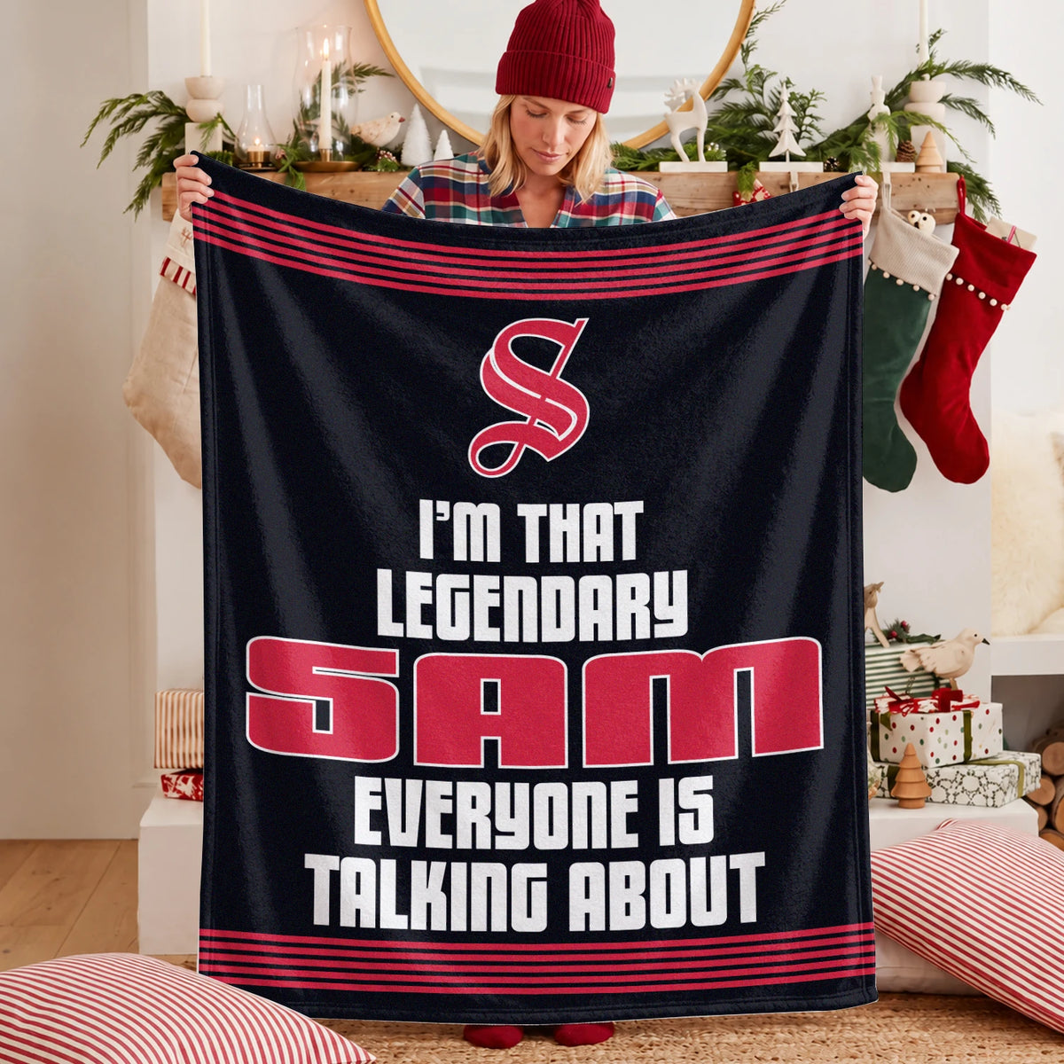 I'm That Legendary Name Dark Red Fleece Blanket SAM 13K1 BK48