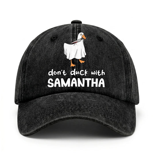 Don't Duck With Your Name Funny Washed Cap SAMANTHA 13K1 C129PF