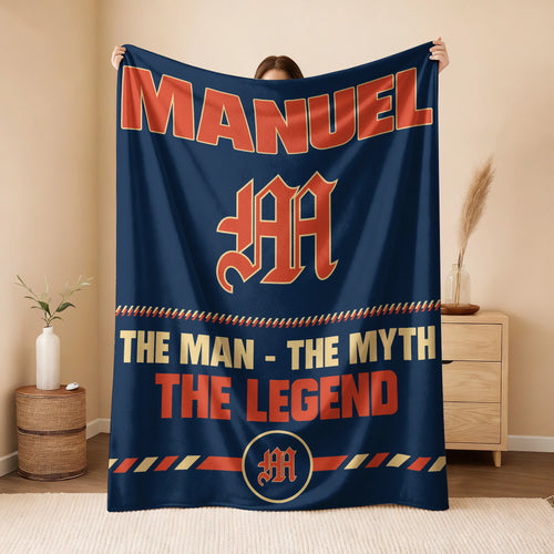 The Man The Myth The Legend Retro Fleece Blanket MANUEL 13K1 BK53