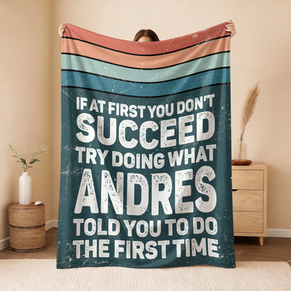 If At First You Don’t Succeed Retro Green Fleece Blanket ANDRES 13K1 BK29