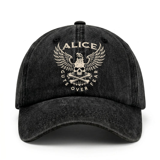 Your Name Guts Over Fear With Eagle And Skull Washed Cap ALICE 13K1 C75PF