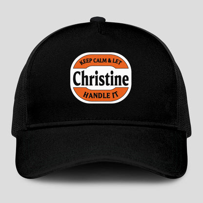 Keep Calm & Let Your Name Handle It Black Mesh Cap CHRISTINE 13K1 C199PF