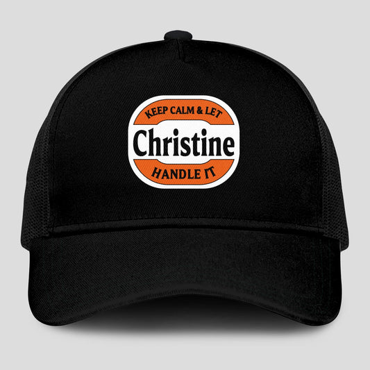 Keep Calm & Let Your Name Handle It Black Mesh Cap CHRISTINE 13K1 C199PF