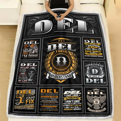 DEL Personalized Blanket | Custom Name Cozy Throw Gift 13K1-BK2