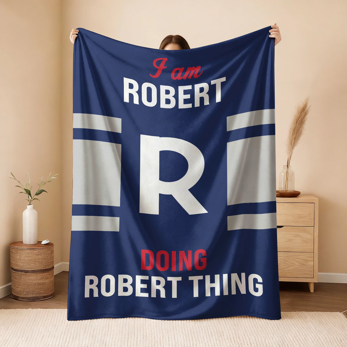 I'm Name Doing Name Things Navy Fleece Blanket ROBERT 13K1 BK51