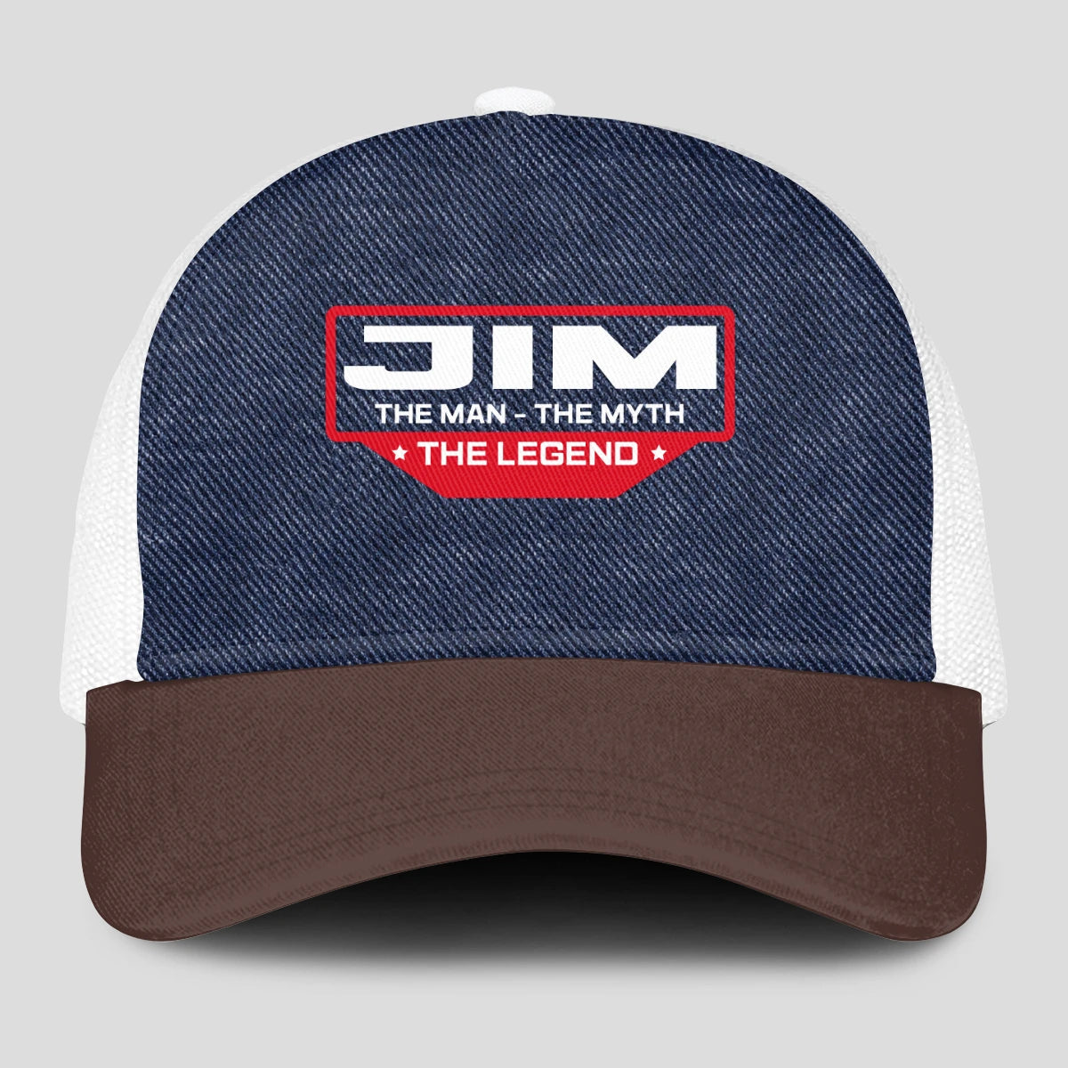 The Man The Myth The Legend Navy Brown And White Mesh Cap JIM 13K1 C200PF