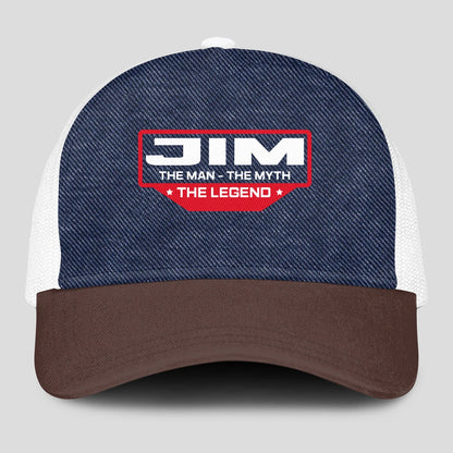 The Man The Myth The Legend Navy Brown And White Mesh Cap JIM 13K1 C200PF