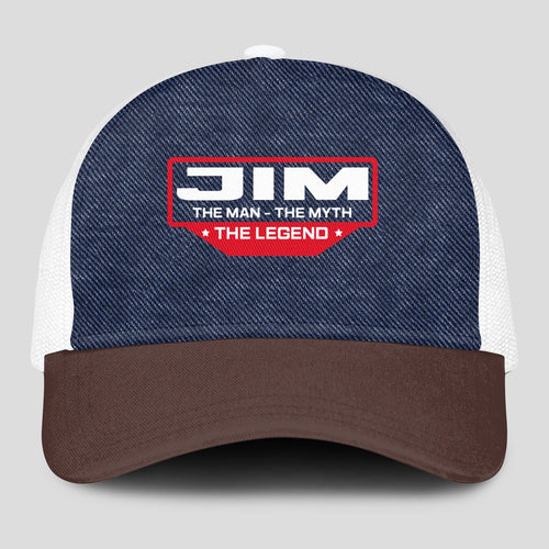The Man The Myth The Legend Navy Brown And White Mesh Cap JIM 13K1 C200PF