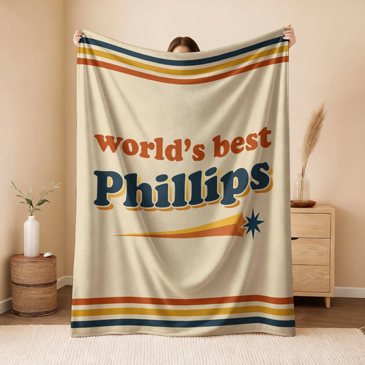 World's Best Your Name Retro Fleece Blanket PHILLIPS 13K1 BK64