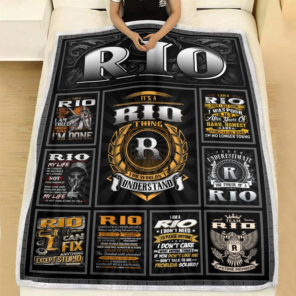 RIO Personalized Blanket | Custom Name Cozy Throw Gift 13K3-BK2