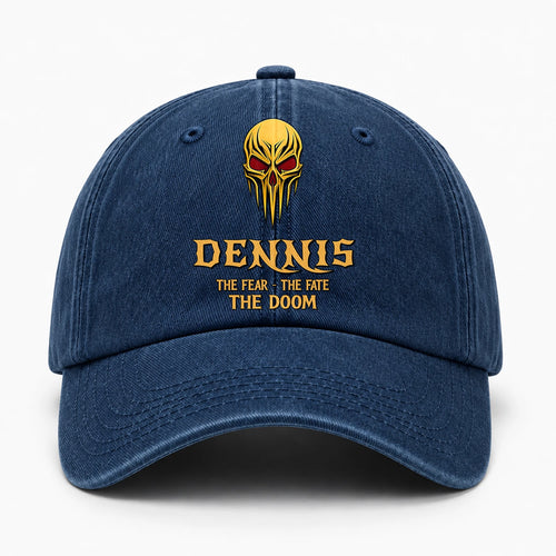The Fear The Fate The Doom Skull Blue Washed Cap DENNIS 13K1 C97PF