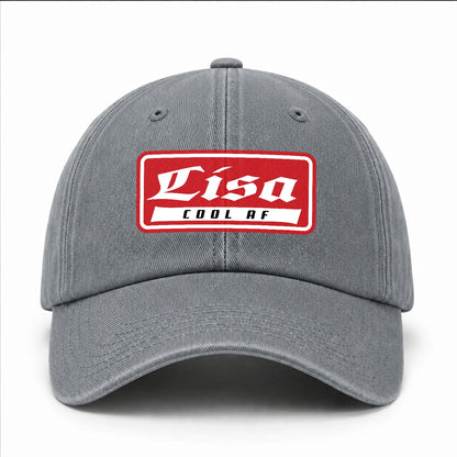 Your Name Cool Af Red Logo Funny Washed Cap LISA 13K1 C79PF