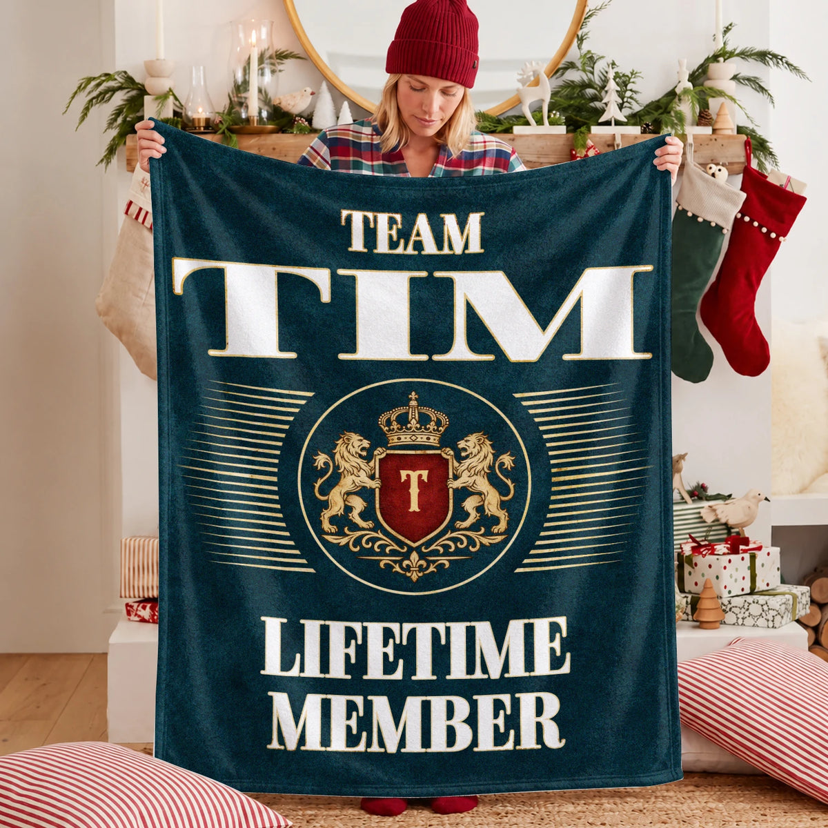 Team Your Name Lifetime Member Sage Green Fleece Blanket TIM 13K1 BK42