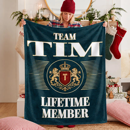 Team Your Name Lifetime Member Sage Green Fleece Blanket TIM 13K1 BK42