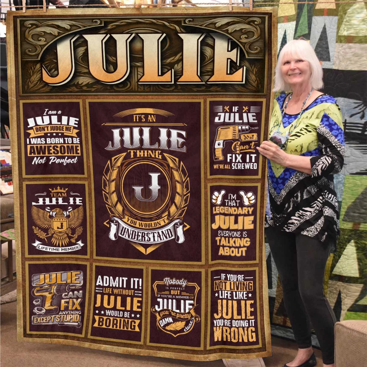 JULIE Personalized Blanket | Custom Name Cozy Throw Gift 13K1-BK4