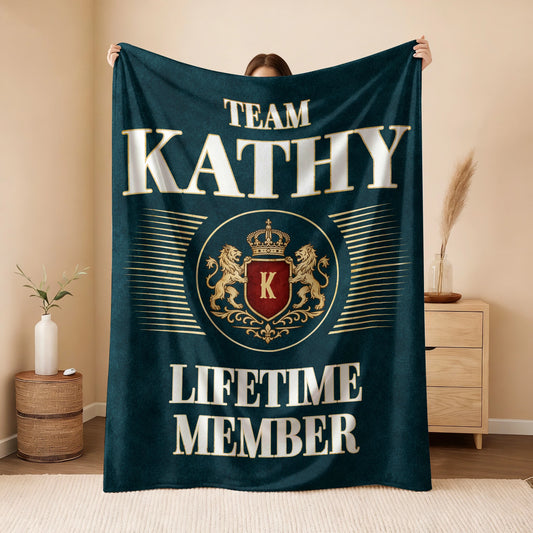 Team Your Name Lifetime Member Sage Green Fleece Blanket KATHY 13K1 BK42