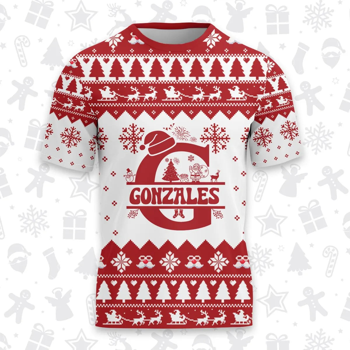 GONZALES Personalized Christmas T-Shirt Pajama Set - Holiday Gift Outfit 13K1-CR2