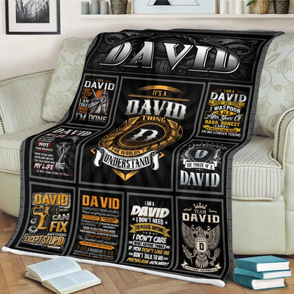 DAVID Personalized Blanket | Custom Name Cozy Throw Gift 13K1-BK2