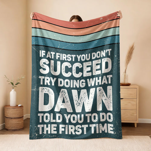 If At First You Don’t Succeed Retro Green Fleece Blanket DAWN 13K1 BK29