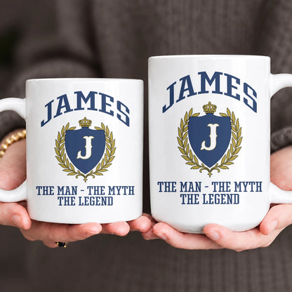 The Man The Myth The Legend Blue And Yellow Logo Mug JAMES 13K1 MG24