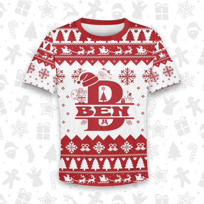 BEN Personalized Christmas T-Shirt Pajama Set - Holiday Gift Outfit 13K1-CR2