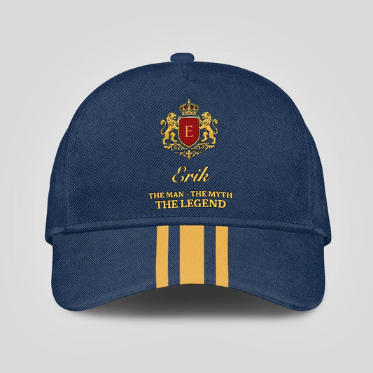 The Man The Myth The Legend Luxury Logo Striped Cap ERIK 13K1 C143PF