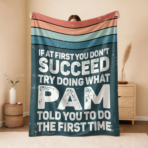 If At First You Don’t Succeed Retro Green Fleece Blanket PAM 13K1 BK29