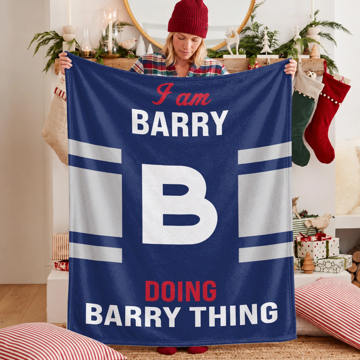 I'm Name Doing Name Things Navy Fleece Blanket BARRY 13K1 BK51