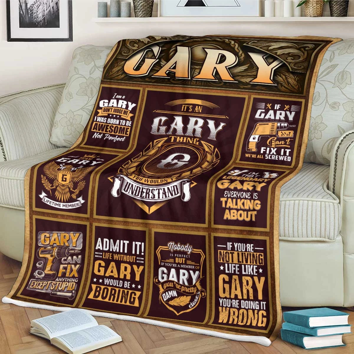 GARY Personalized Blanket | Custom Name Cozy Throw Gift 13K1-BK4