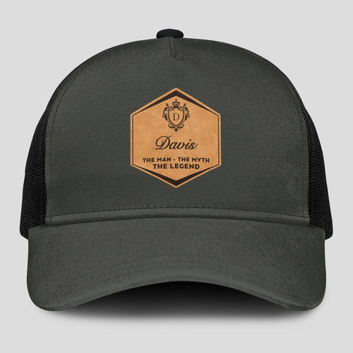 The Man The Myth The Legend Vintage Logo Gray And Black Cap DAVIS 13K1 C211PF