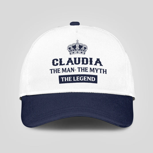 The Man The Myth The Legend King Crown Blue And White Cap CLAUDIA 13K1 C147PF