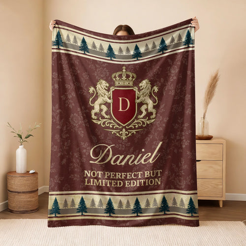 Not Perfect But Limited Edition Burgundy Pine Tree Fleece Blanket DANIEL 13K1 BK41