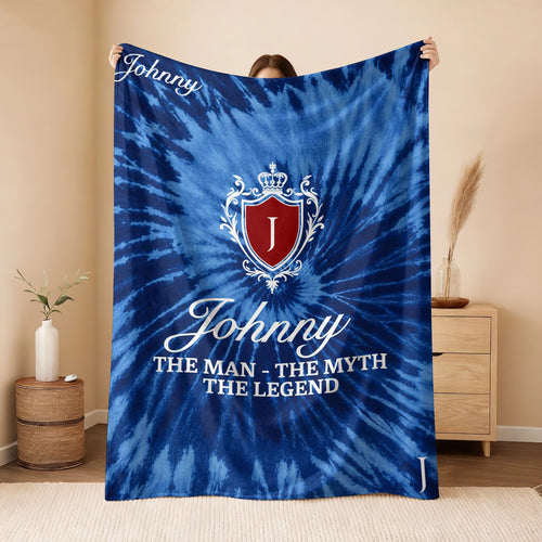 The Man The Myth The Legend Blue Waves Fleece Blanket JOHNNY 13K1 BK11