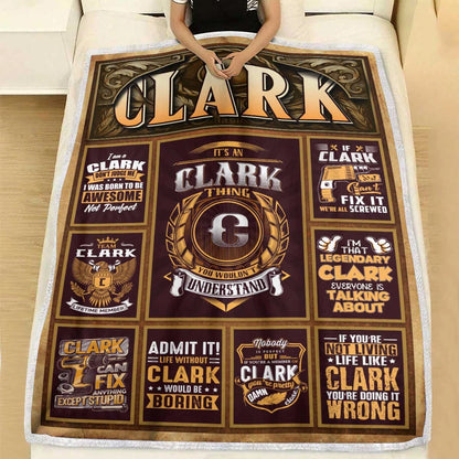 CLARK Personalized Blanket | Custom Name Cozy Throw Gift 13K1-BK4