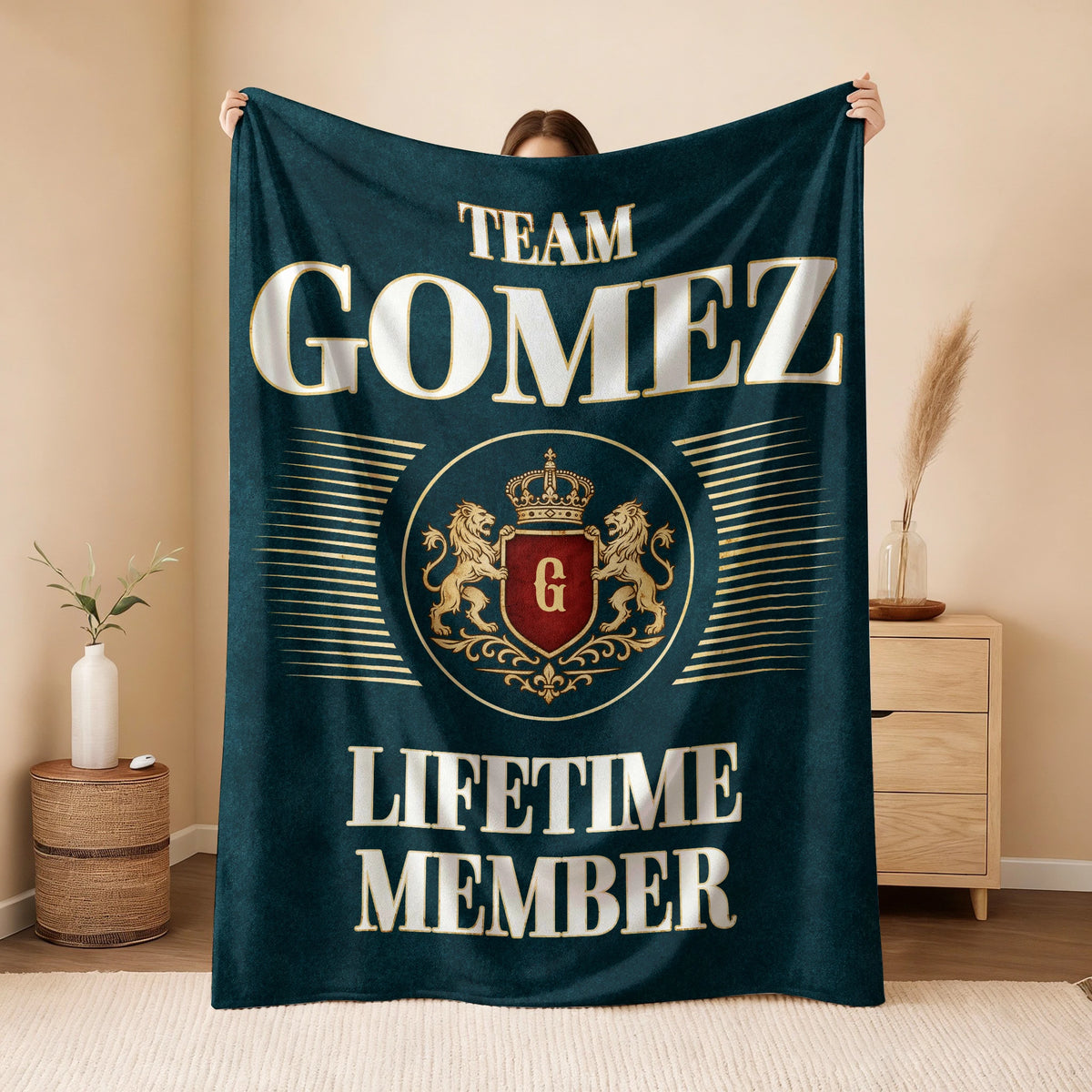 Team Your Name Lifetime Member Sage Green Fleece Blanket GOMEZ 13K1 BK42